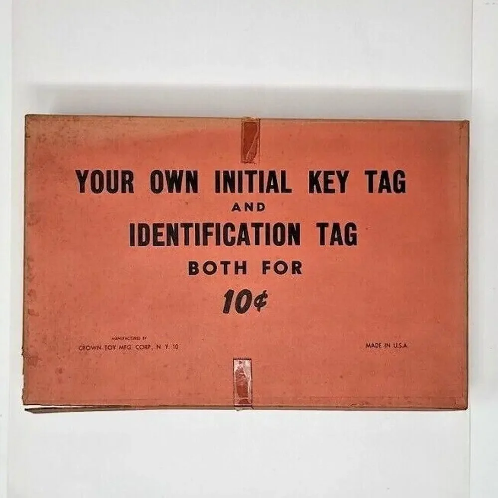 Vintage Crown Toy MFG Corp Initial Identification Key Tag Display Box Empty U127